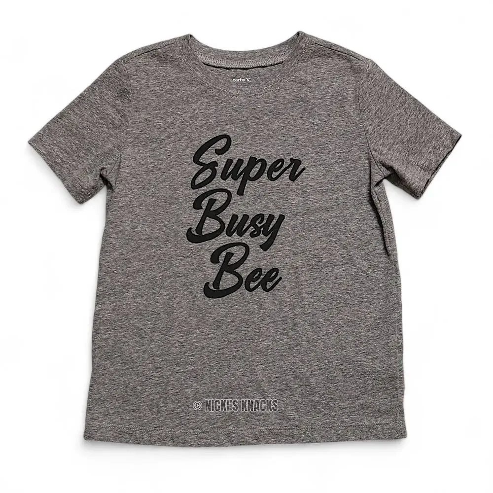 4/$20 - Carters Toddler Boys Super Busy Bee Short Sleeve T-Shirt Gray Size 5T
